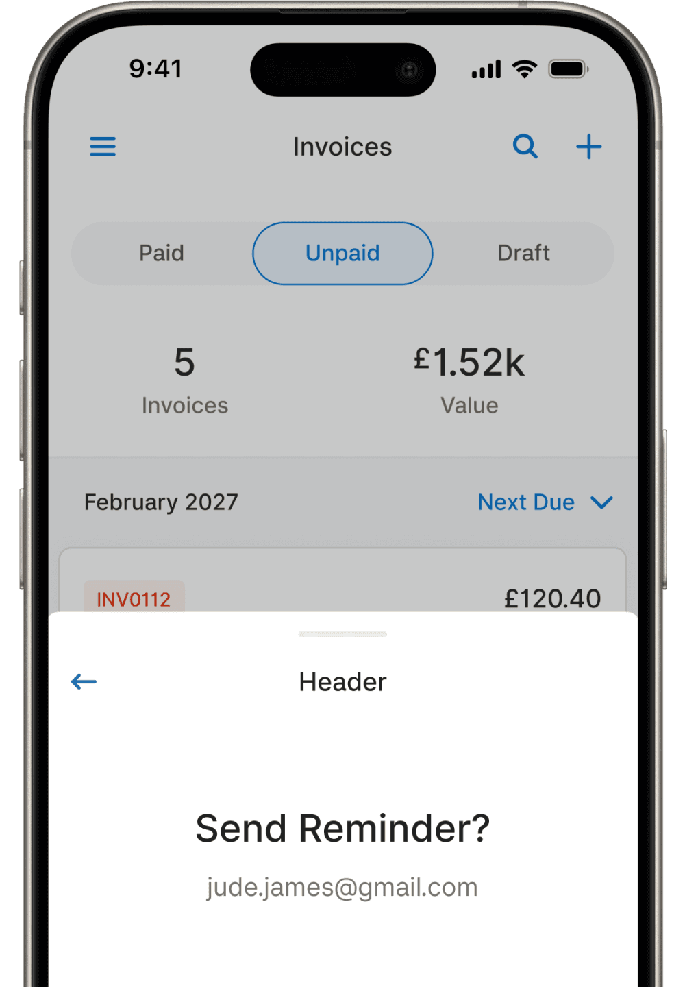 Zeller - Invoices on Zeller App, Send reminder