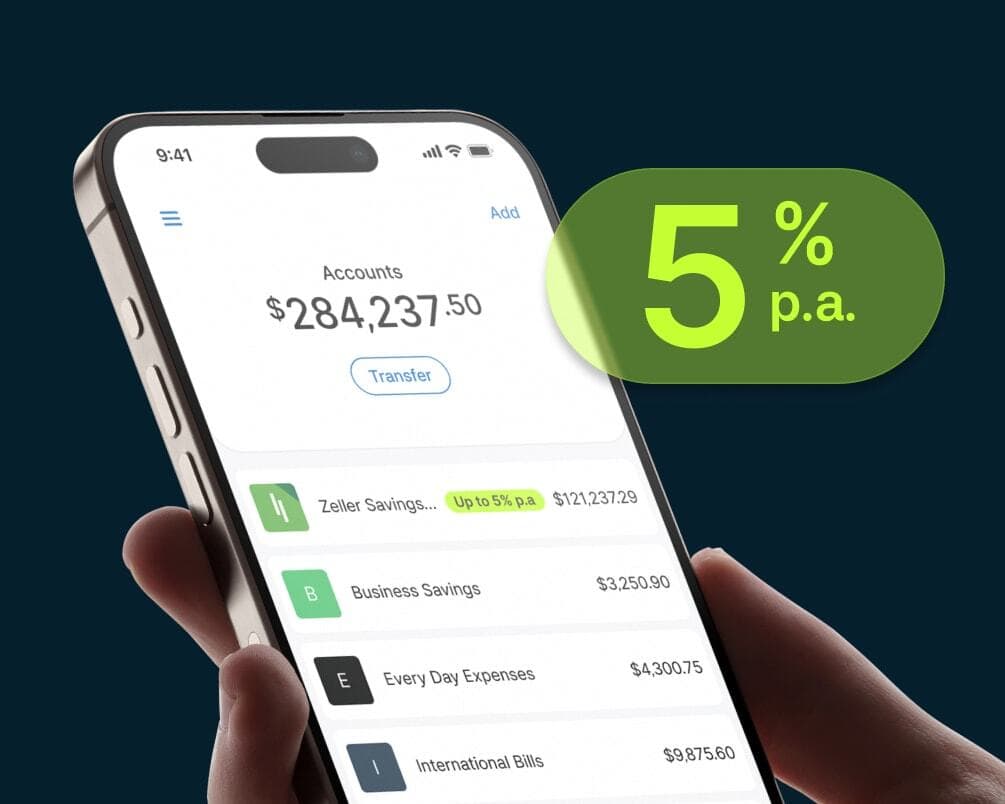 Zeller saving account 5% interest rate