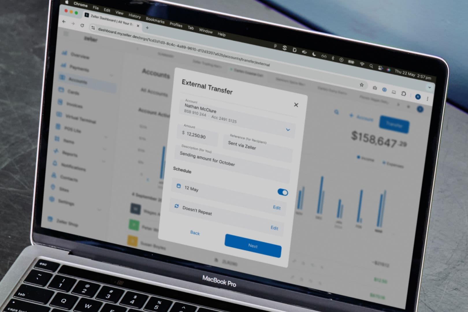 Zeller scheduled transfers