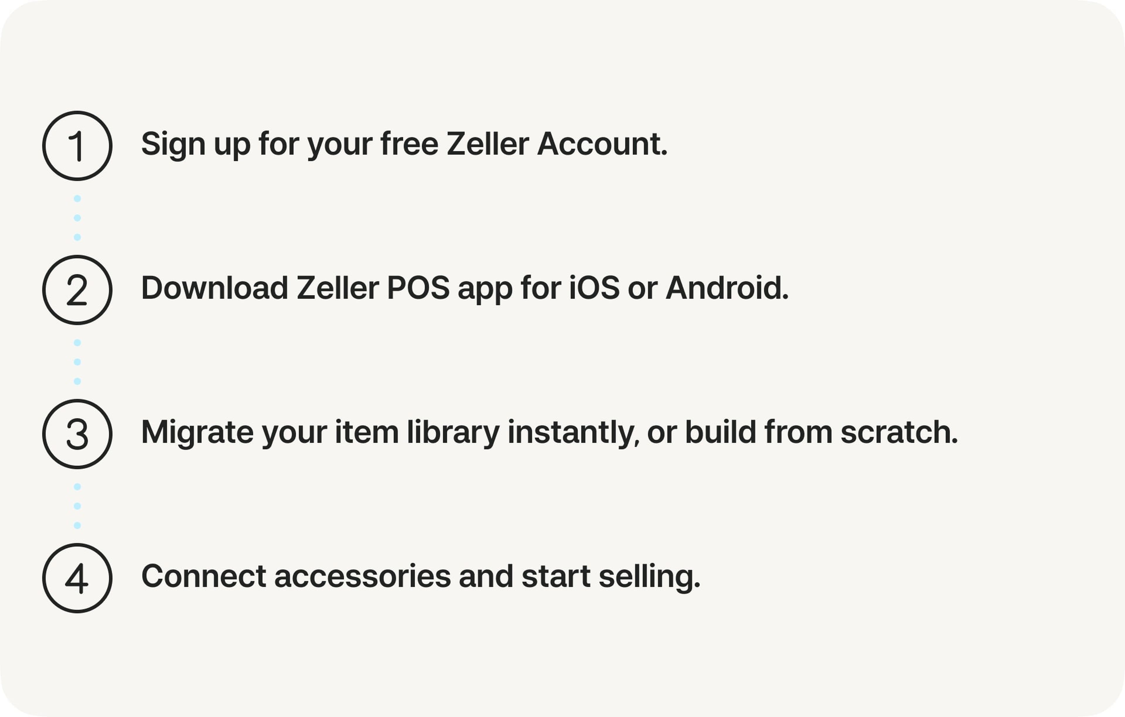 Switching to Zeller POS is simple list