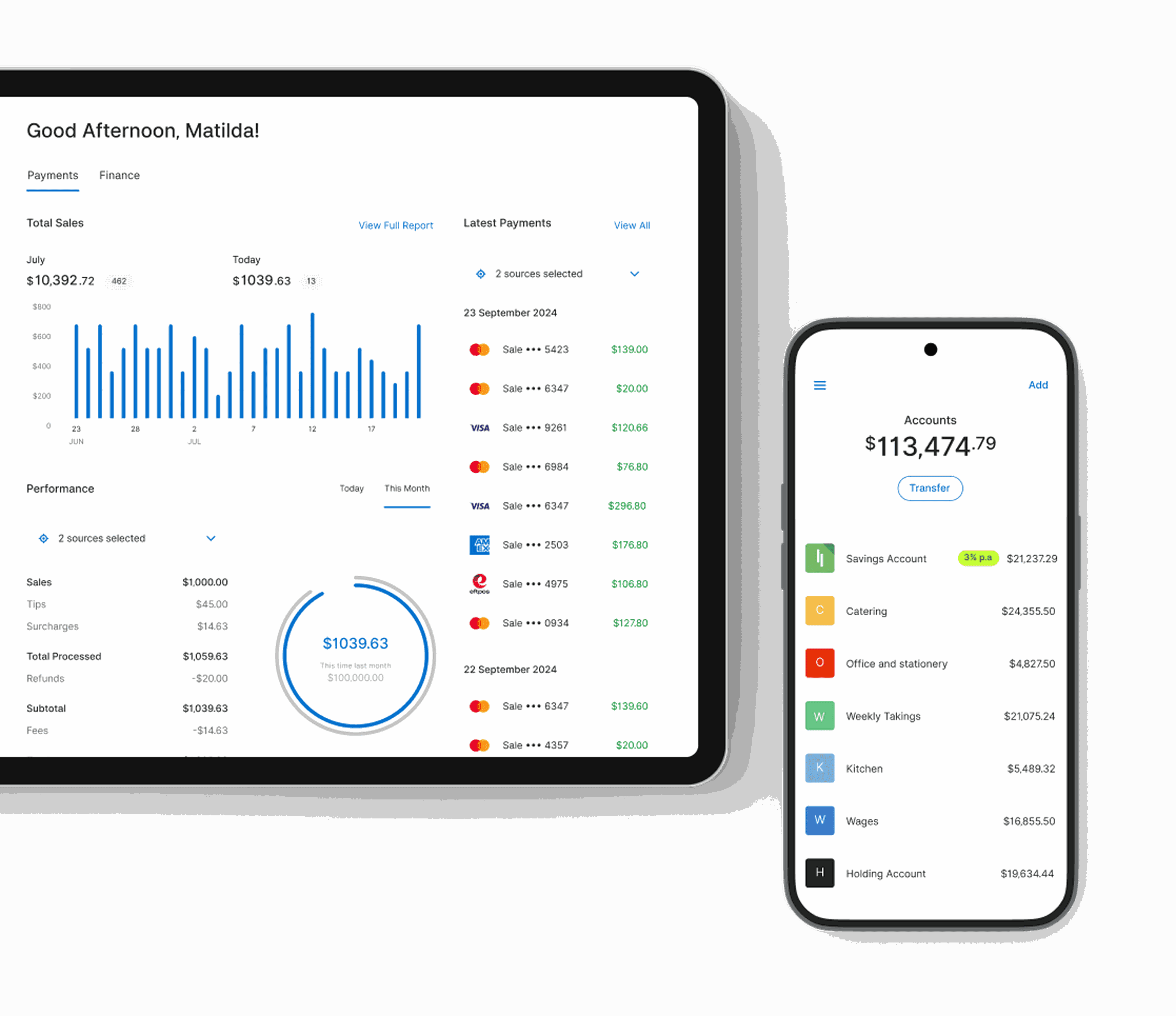 Zeller - Transaction Account, Tablet and Phone, cropped left
