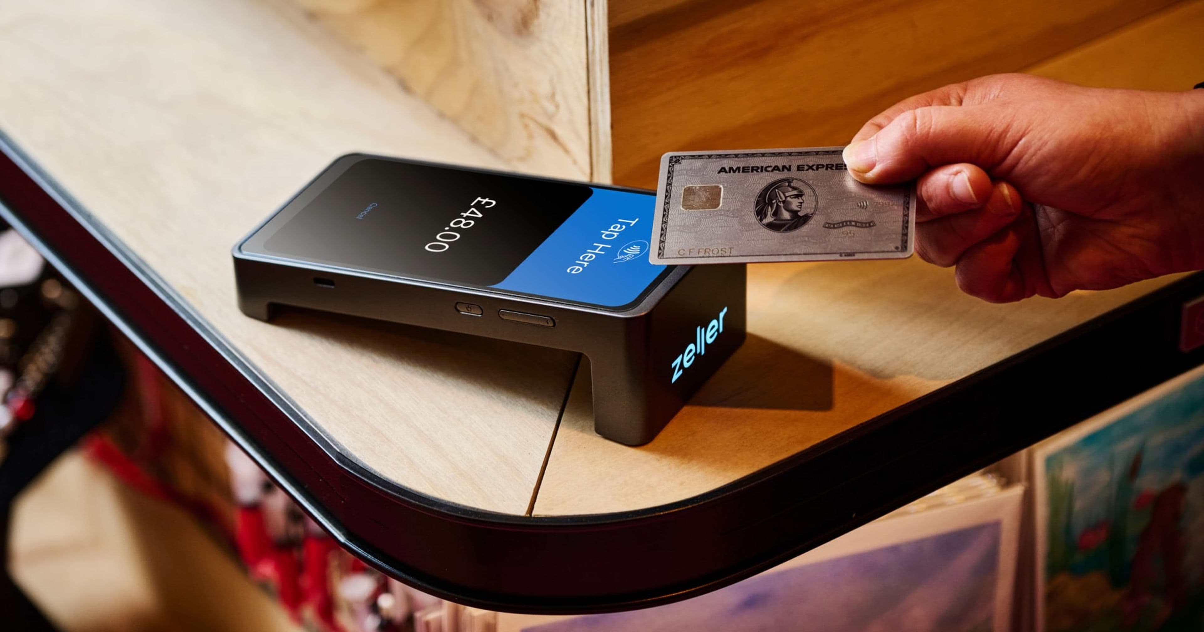 Zeller Terminal 2 Black Card Machine with AMEX Platinum Card