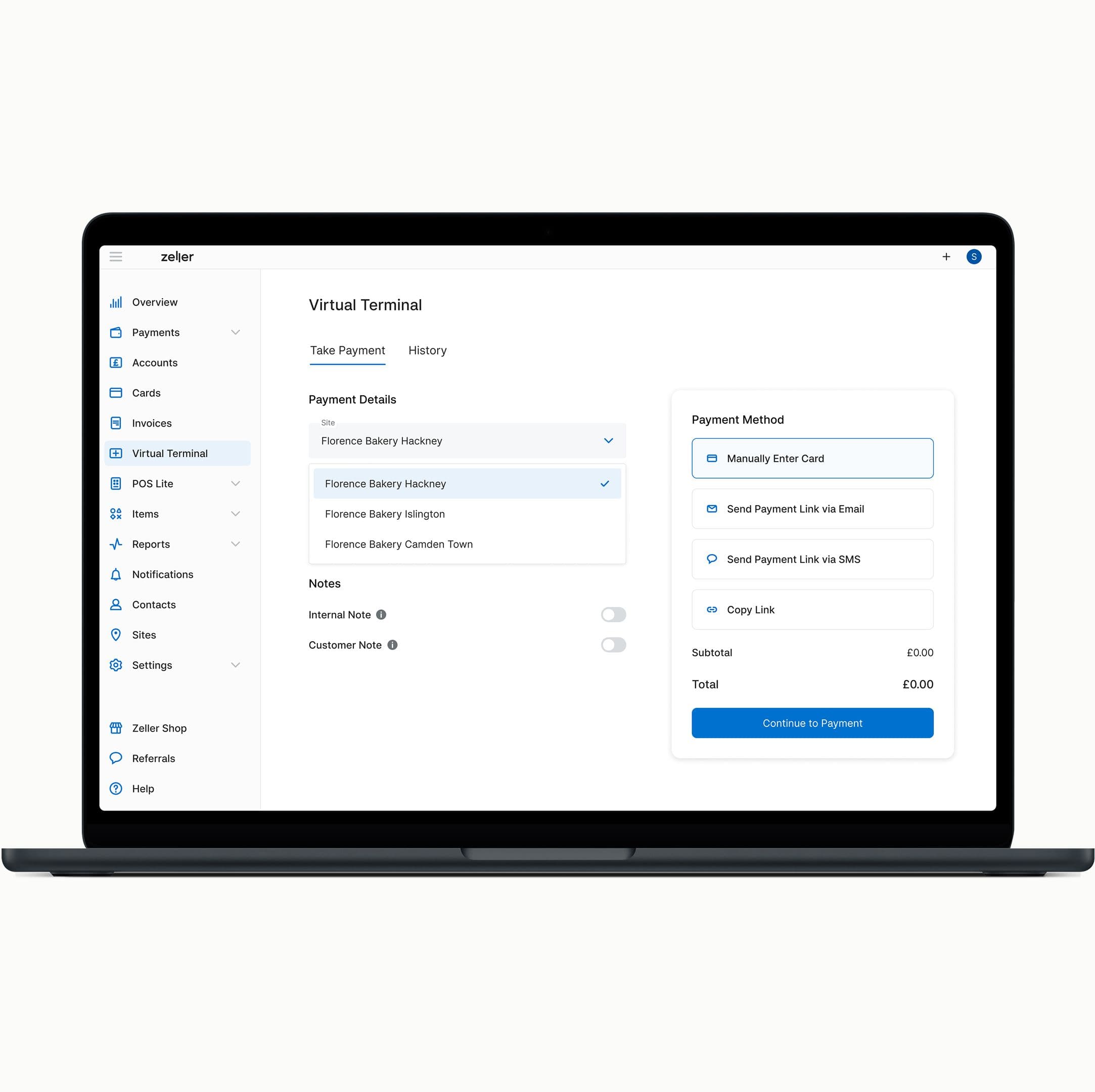 Virtual Terminal - Select a site - UK