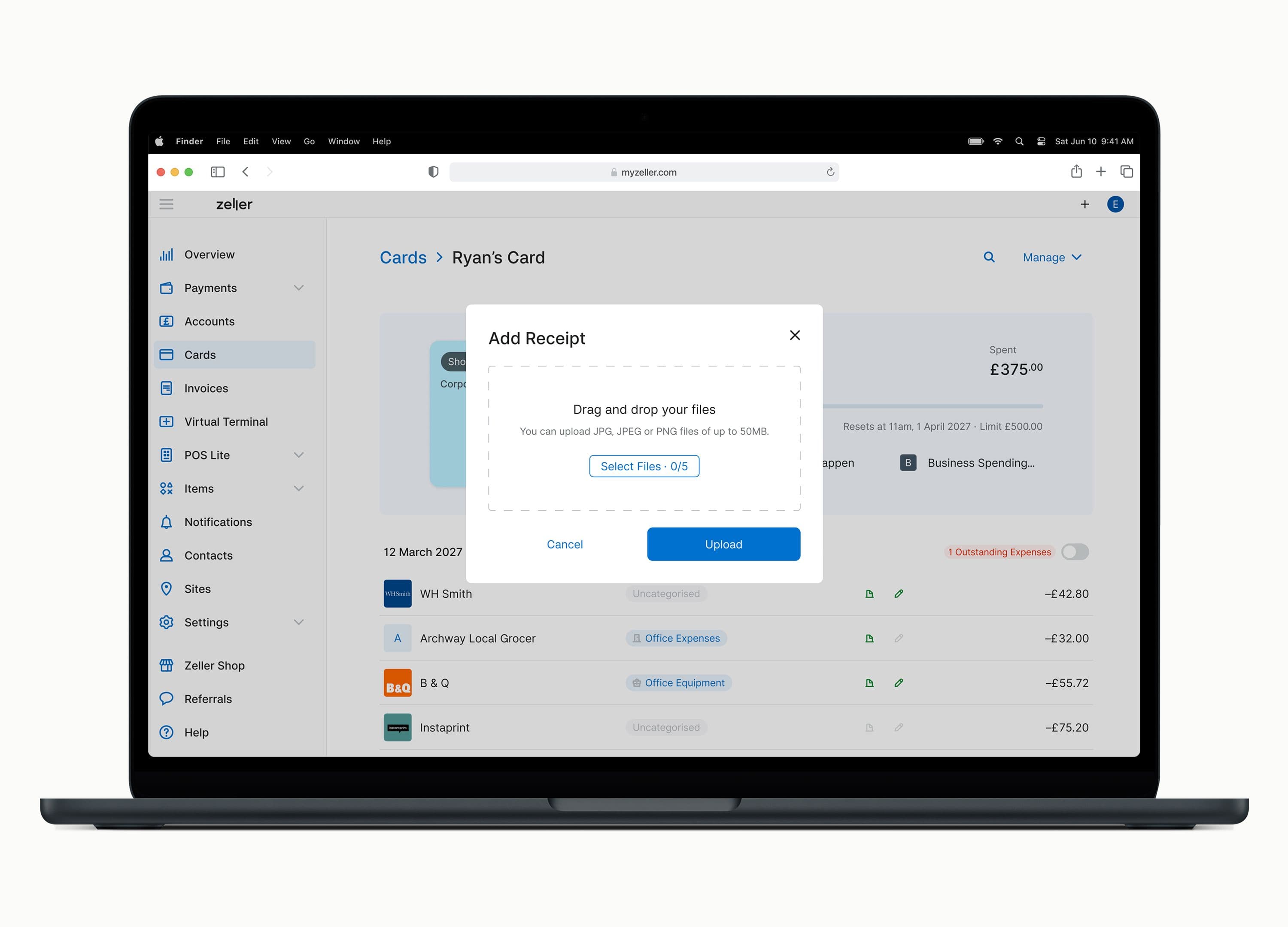 Attach receipts to expenses