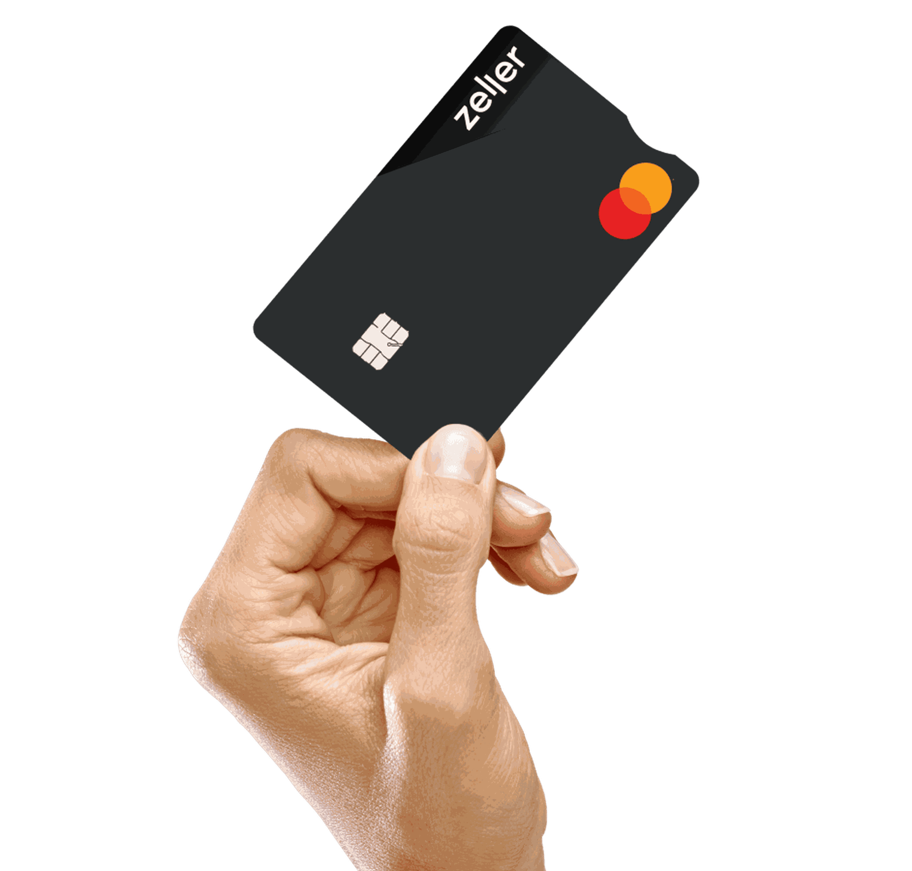 Zeller - Hand holding Zelelr Debit Card in Black