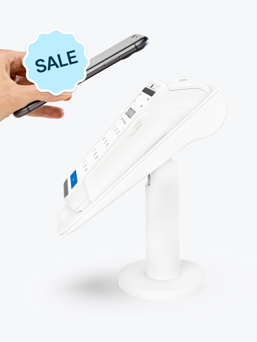 Zeller Powered Stand for Zeller Terminal in White High