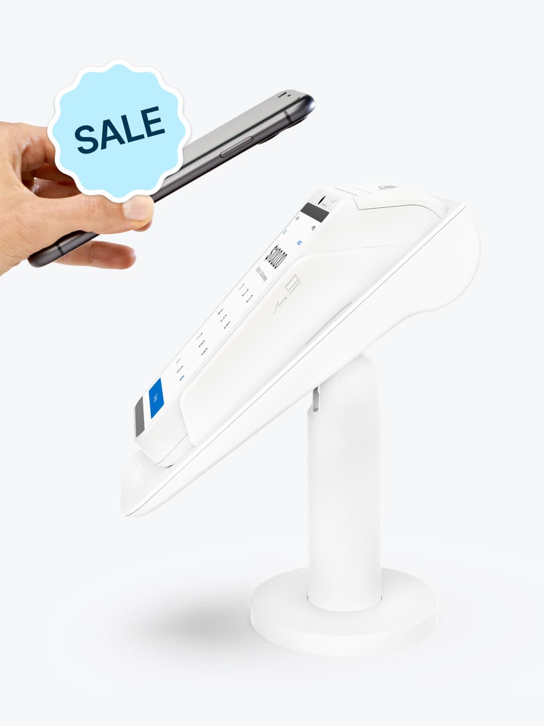 Zeller Powered Stand for Zeller Terminal in White High