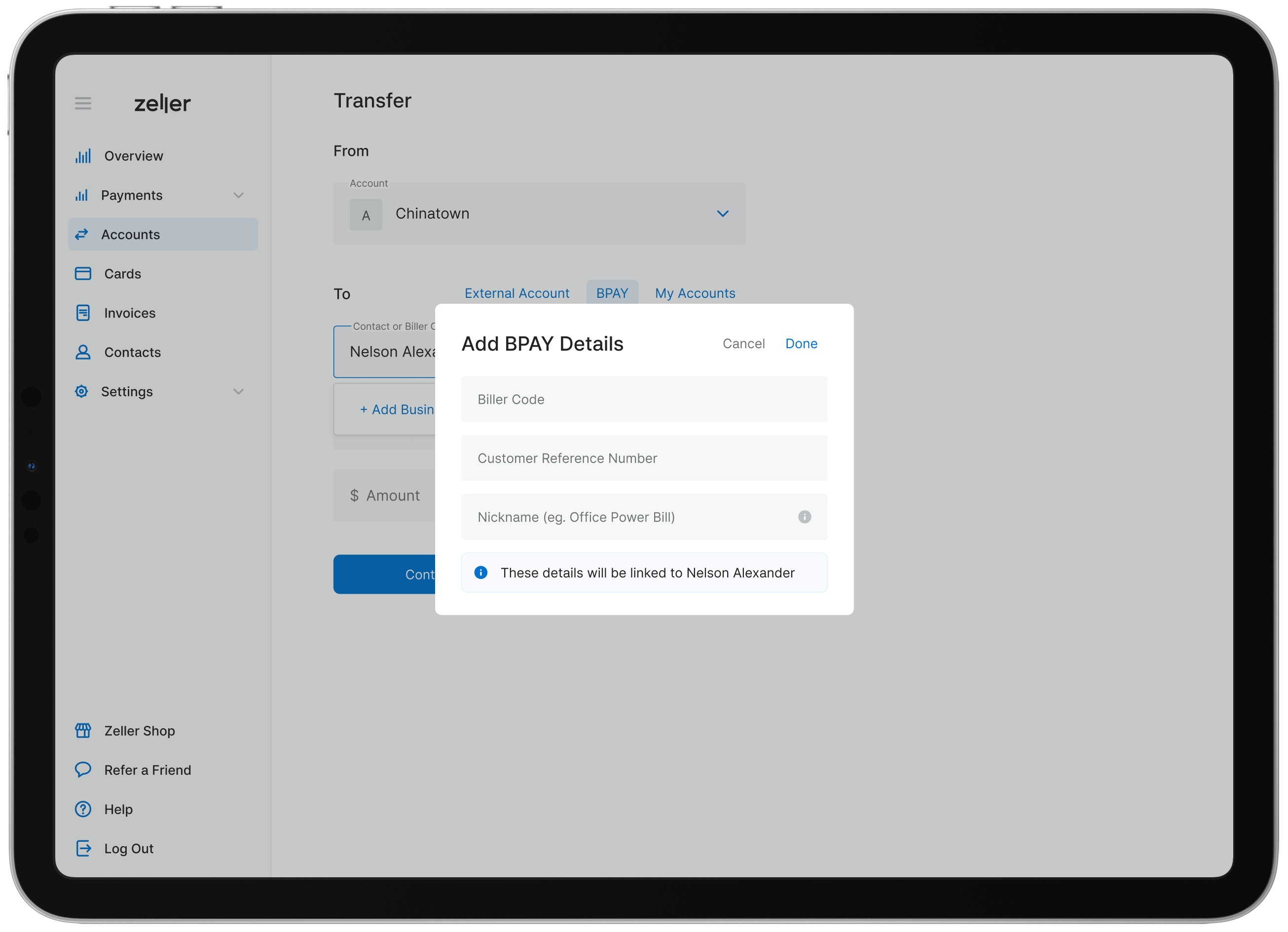 Enter BPAY Details